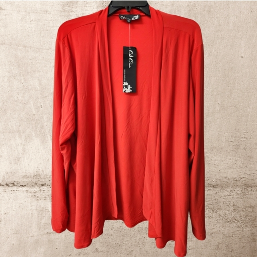 CSC Studios Long Sleeve Open Front Red Shrug Size 2X‎